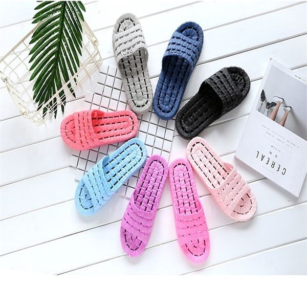 

summer slippers with colors bathroom slippers indoor plastic home couples slippers for men and wom y200106, Black