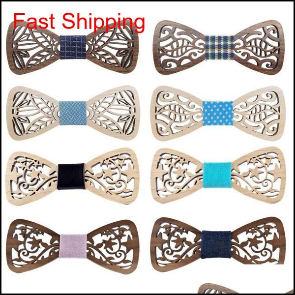 

new wood bow tie mens wooden bow ties gravatas corbatas business butterfly cravat party qylauy bde_home, Blue;white