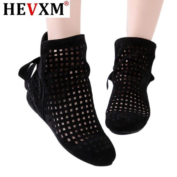 

women boots flat low hidden wedges cutout ankle boots casual shoes cute booties woman winter lady women fashion elling, Black