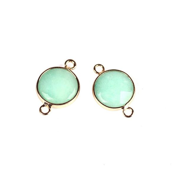 

2pcs лот 15мм природный камень кулон плоский круглый двойные отверстия коннекторы подвески для diy ювелирных изделий аксессуары sqchey bdefa, Black