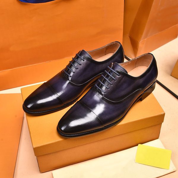 

2022 men's party wedding classic dress shoes genuine leather business lace up oxfords male brand casual designer loafers size 38-45, Black