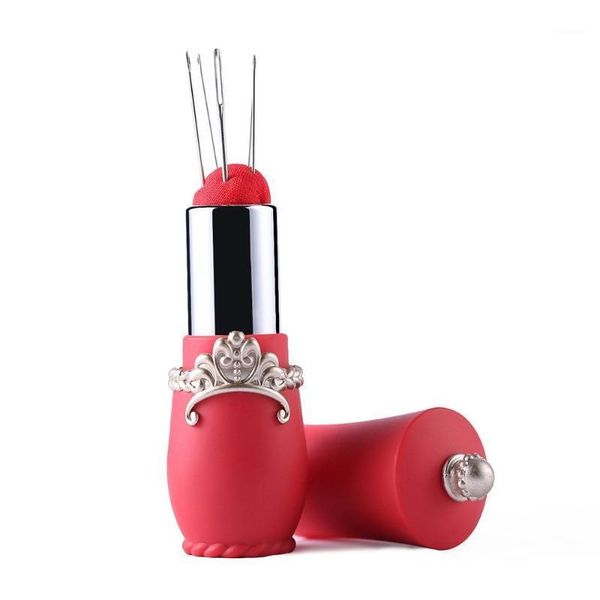 

d&d lipstick shaped pin cushion with 5 sewing needles pincushions diy handcraft tool for stitch sewing needlework accessory1, Black