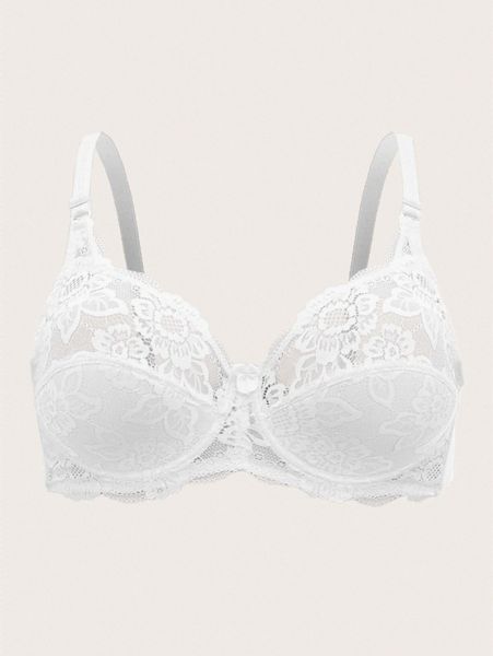 

plus floral lace underwire bra l71u#, Black;white