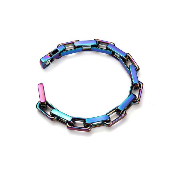 

link, chain 10mm hip hop rock bracelet for men trendy color matching zinc alloy luxury fashion couple jewelry gift, Black