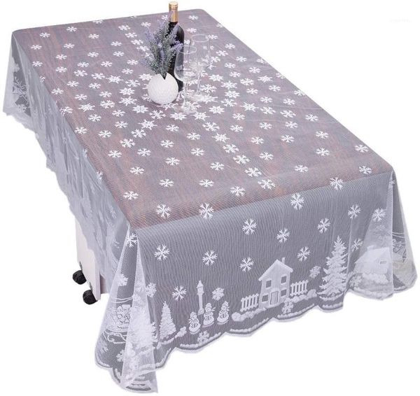 

christmas lace tablecloth white snowflakes reindeer santa claus elk table cloths cover table covers new year gift dropshipping1