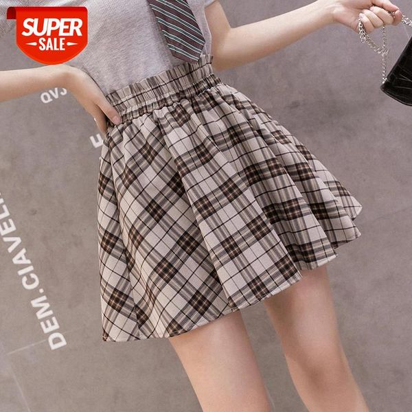 

jxmyy fashion summer mini skirt elastic high waist elegant ladies ball gown plaid skirt causal streetwear korean short faldas #nb2x, White;black