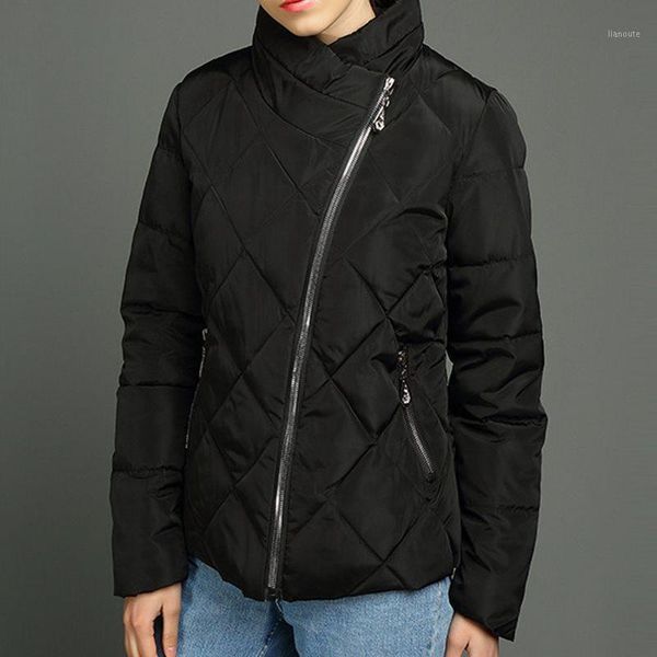 

winter warm 2019 black gothic simple casual women cotton padded jackets loose zipper pocket outwears female overcoats blue coats1, Tan;black