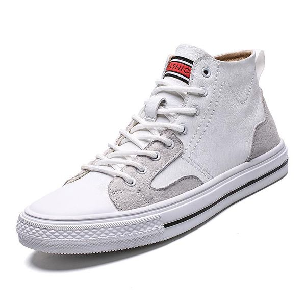 

men's platform sneakers for men ankle boots men soft leather shoes male flats fashion 2020 casual mans footwear drop shipping, Black