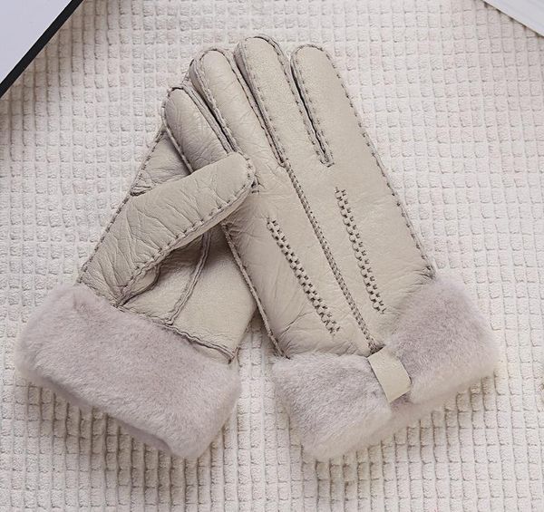 

five fingers gloves winter sheepskin one warm ski outdoor female, Blue;gray