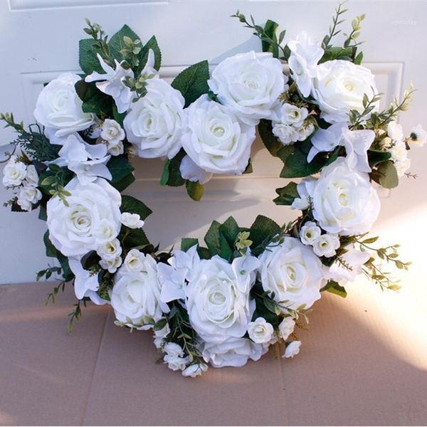 

decorative flowers & wreaths 1pc 50cm wreath aftificial rose flower heart shape ornaments valentine's day wedding party home decor wall