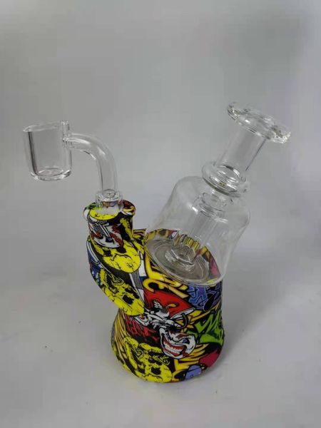 Cam Bong Cam Boru Dumanı, Yüksek 20cm 14mm Eklem Boyutu. Alt silika jel ve üst camdır