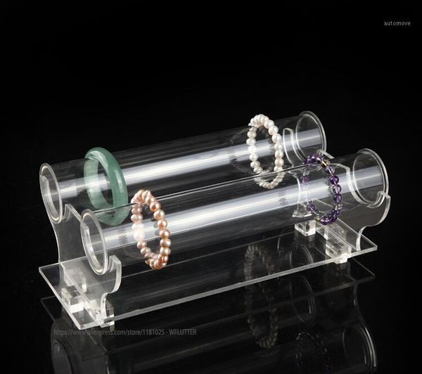 

detachable acrylic bracelet display holder stand 2 tube t bar bangle organizer anklet headware display case jewelry stands1, Pink;blue