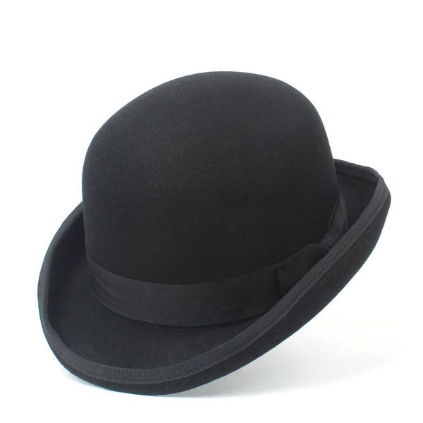 

4size 100% wool women's men's black bowler hat gentleman crushabletraditional billycock groom hats, Blue;gray