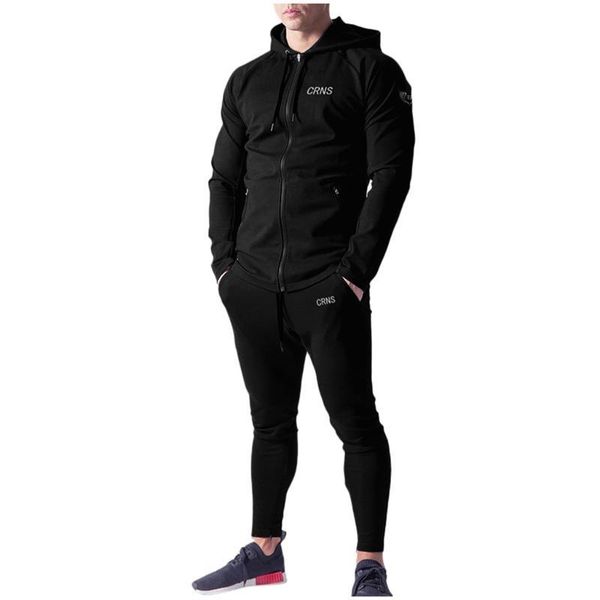 

men's sportswear sets 2020 spring autumn male casual tracksuit men 2 piece set sweatshirt + sweatpants casual track suit set, White;black