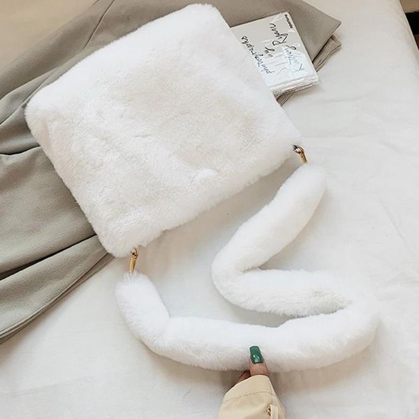 

hbp fashion solid color shoulder underarm bag women plush soft autumn winter designers fluffy female totes handbag large capacity purse