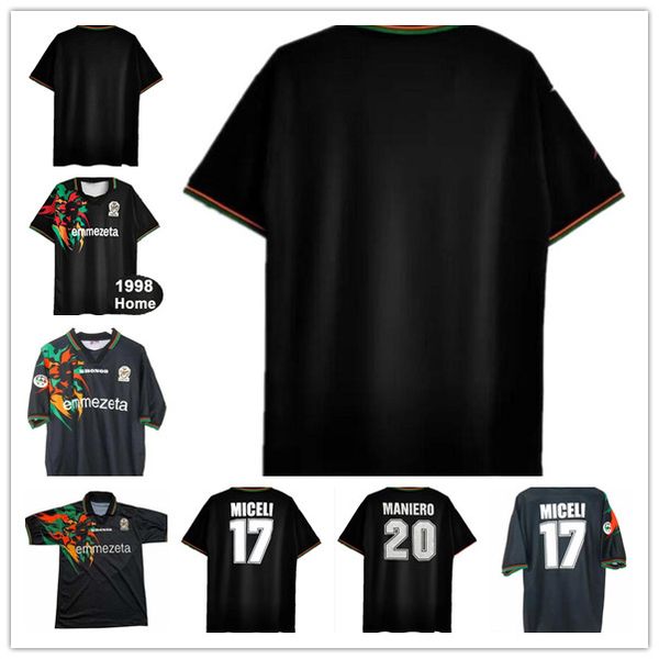 

98 venezia retro soccer jerseys home away aramu forte fiordilino mariano johnsen mazzocchiperetz heymans crnigoi 1998 1999 fc recoba footbal, Black;yellow