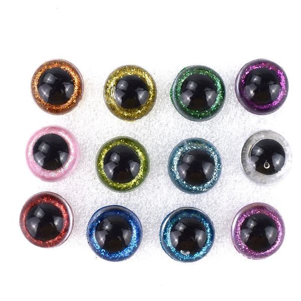 

70pcs 10/12mm mix color buttons shinning plastic doll eyes craft eyes diy for plush bear stuffed toys animal pupp jllrci, Silver