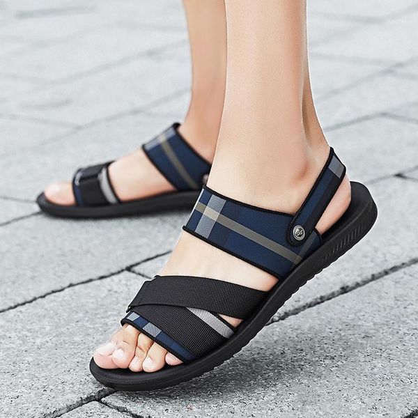 

mooregood 2020 popular men's non-slip outer wear slippers comfortable slippers beach shoes light1, Black