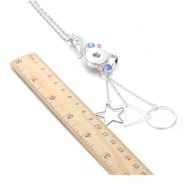 

boom life new pendant necklace jewelry rhinestone women 18mm snap button necklace with 60cm chain for gi bbyyxd, Silver