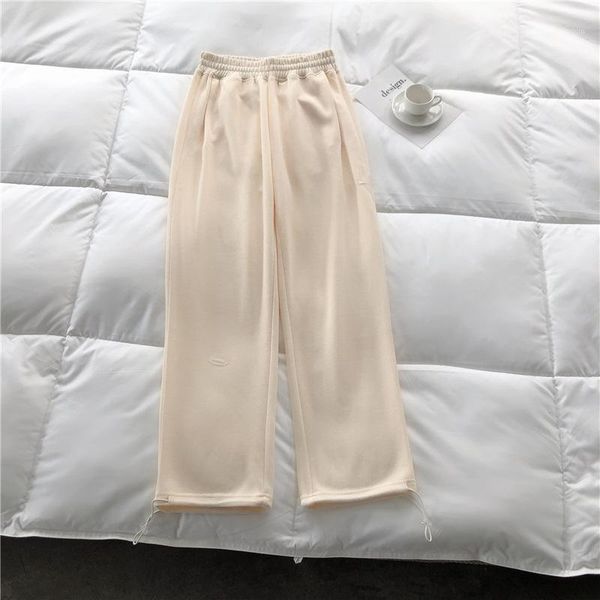 

sweatpants women's trousers 2020 autumn new high waist corset pants loose straight leg pants casual white1, Black;white