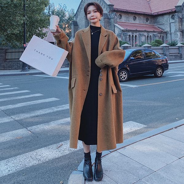 

2021 new l de inverno feminino novo caqui solto moda longo single-breasted grande bolso engrossado anti-pilling jaqueta feminina 2r 9qjl, Black