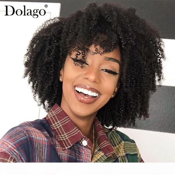 

afro kinky curly human hair wig short bob 360 lace frontal wig brazilian lace front wigs 200 density fake scalp 370 dolago wigs, Black
