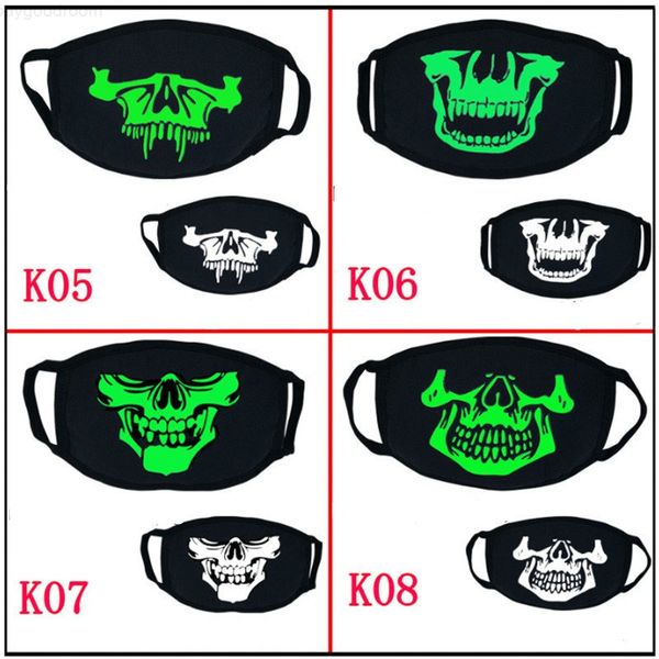 

black cartoon face mask funny teeth punk luminous ghost skull anti- dust winter cubre bocas hombre cotton mouth mask dhc655 fqly#