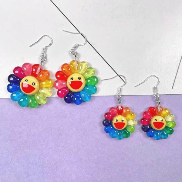 

dangle & chandelier 1pair women earring resin craft smiling flower friendship drop earrings for children jewelry, Silver