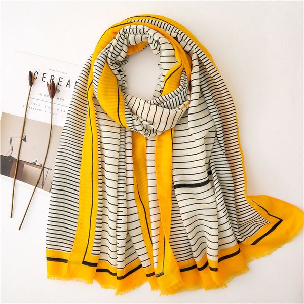 

ladies fashion striped line viscose shawl scarf women wrap pashmina stole bufanda muslim hijab snood 180*100cm 201018, Blue;gray