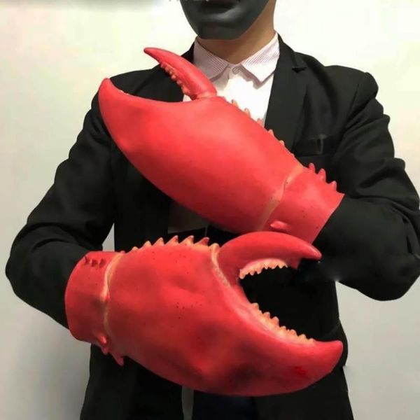 

1 pair crab lobster claws cosplay funny latex novelty toy gloves mittens 2019 new for party or pretend play game, Blue;gray