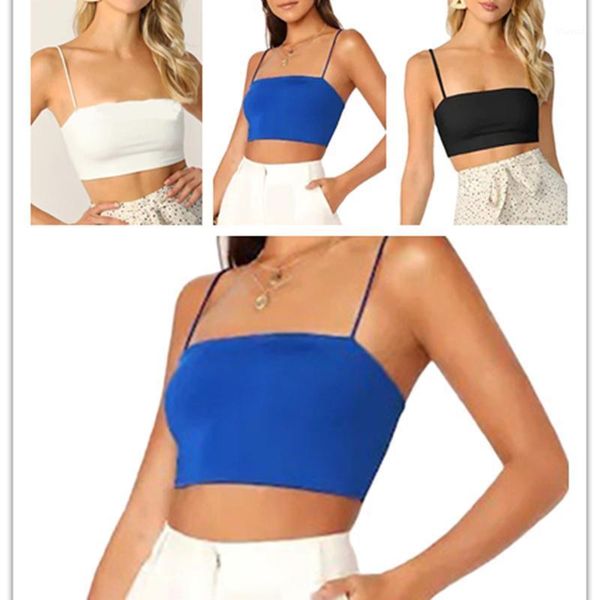 

fashion women's club tank solid strappy sleevless camisoles tube crop bralette casual ladies summer tanks1, Black;white