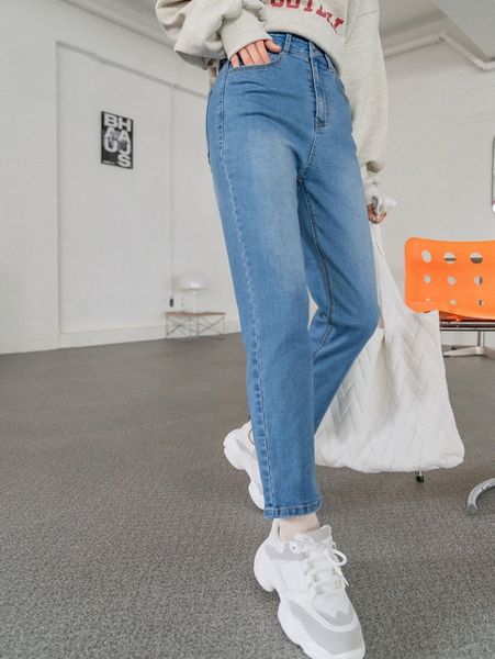 

dazy high waist bleach wash jeans 28f2#, Blue