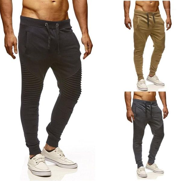 

2019 fashion new streetwear sweatpants for men causal trendy hip hop striped pleat patchwork trousers plus size1, Black