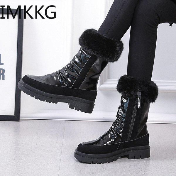 

winter warm shoes woman snow boots zipper 2020 winter velvet fur lady casual shoes black waterproof mid-calf boots