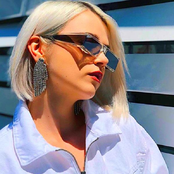 

sunglasses fashion rectangle small women 2021 mirror silver black clear lens one piece punk men gafas shades uv400, White;black