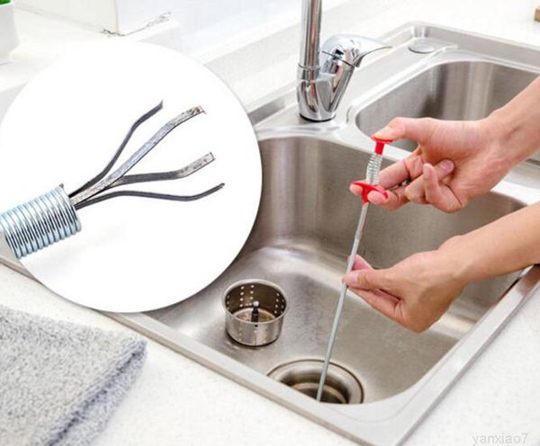

home sewer drain cleaners with tongs sink tub toilet flexible pipe snake brush creative bathroom kitchen cleaning tools