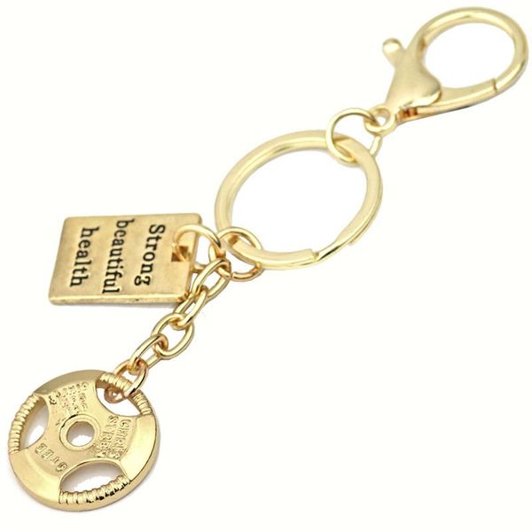 

keychains weight plate keychain crossfit dumbbell initial message charm car bag key ring hippie gym jewelry christmas gift, Silver