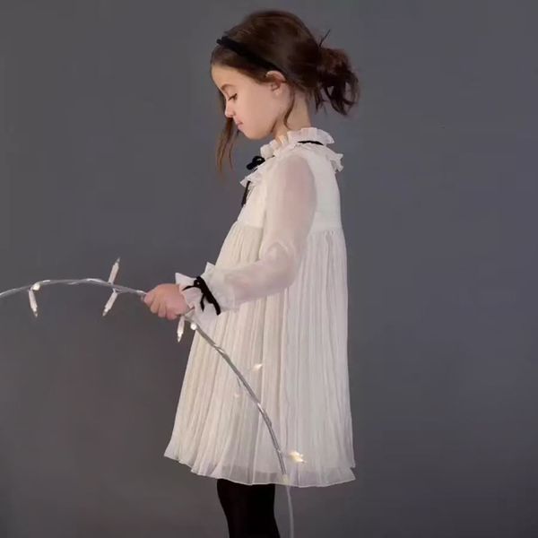 

girls' autumn and winter 2020 new chiffon drs pearl flash children's long sve bow yarn skirt, Red;yellow