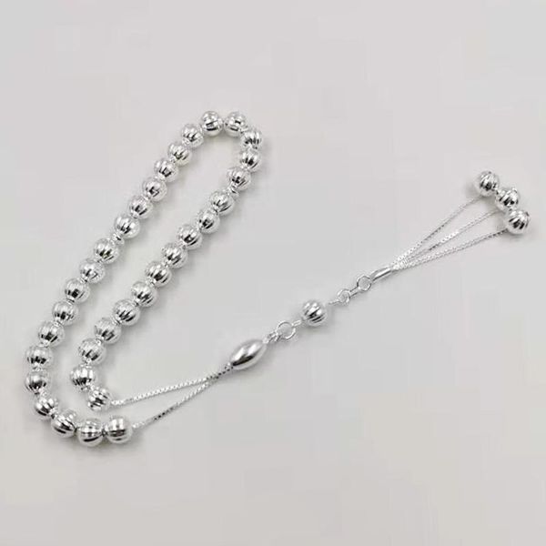 

100% real 925 sterling silvers tasbih 925 pure silvers rosary 33beads muslim bracelet islamic gift turky style jewelry, Black