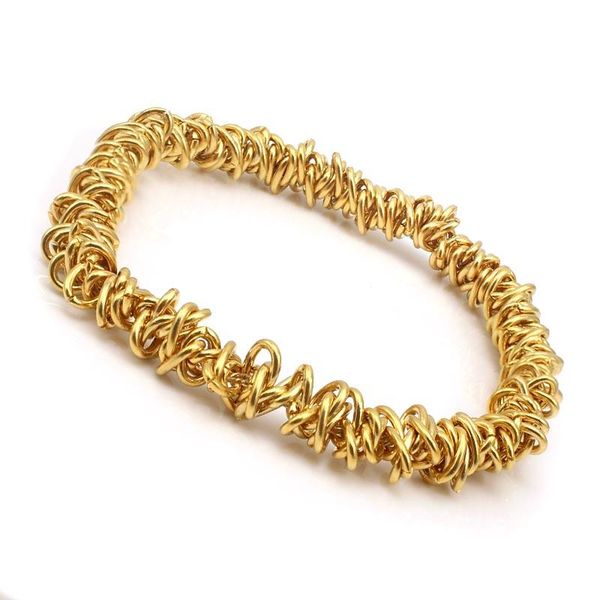 

stainless steel elastic bracelet and bangles men women fashion jewelry gold color circle chain bracelets, Black