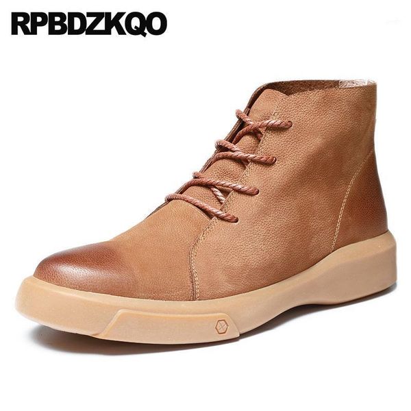 

boots lace up full grain autumn designer ankle fur lined winter men with genuine leather combat shoes army1, Black