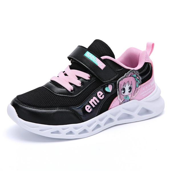 

детская обувь для девочек случайных кроссовок света и дышащих пружинной детских спортивной обуви большой девочки работает в школе eur 27-38, Black;red