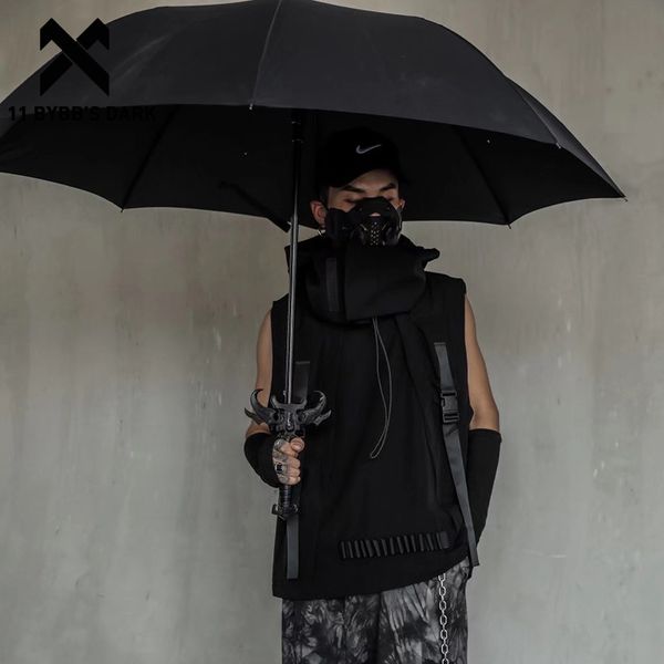 

hip hop cargo vest mens ribbons patchwork tactical functional overalls sleeveless streetwear outwear coats, Black;white