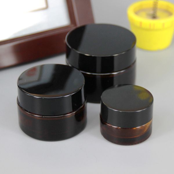 Brown Amber Glass Cream Jar Черный Крышка 515 30 50 100G Косметические Jar Упаковка Sample Eye Cream GGB2239