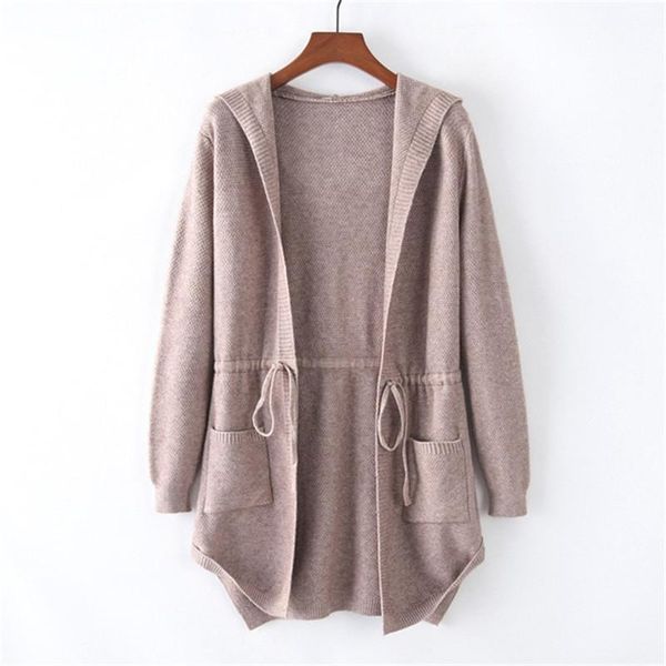

artguy new women casual style autumn winter long sleeve loose cardigan hooded knitted overcoat sweater knitwear, White
