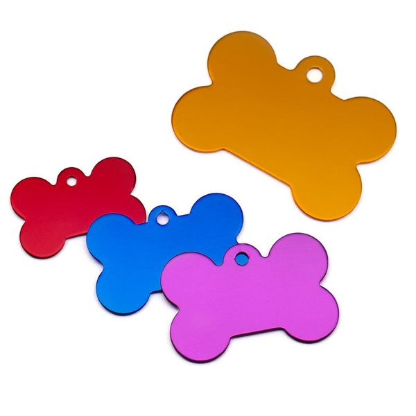 

wholesale 100pcs 4 sizes large samll bone shape engraved puppy pet collars pendant accessories dog name id tags q1127