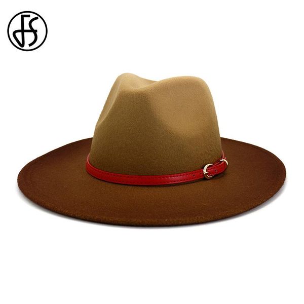 

fs vintage gradient color fedora hat women men gorros mujer gentleman hats autumn winter wide brim panama jazz cap, Blue;gray