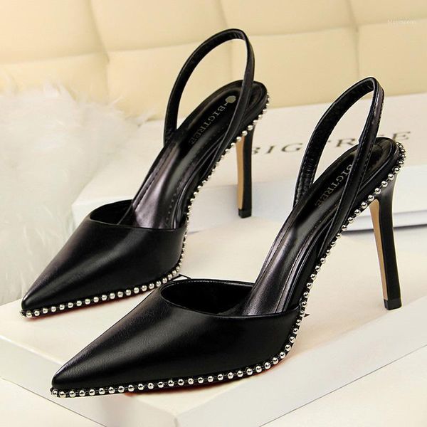 

bigtree shoes rivet women pumps pointed toe high heels suede women shoes party heels sandals stiletto1, Black