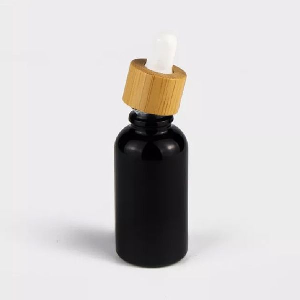 Wildly Use 30ML 1OZ 1Ounce Matte Black Glass Dropper Tinkturölflasche mit Bambusdeckel Environmental 50ml Black Serum Cosmetic Dropper Glasflasche Kostenloser Versand