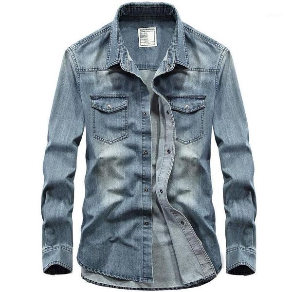 

100% cotton denim jeans shirt men autumn breathable long sleeve casual shirts mens classic streetwear social shirt 4xl camisas1, White;black
